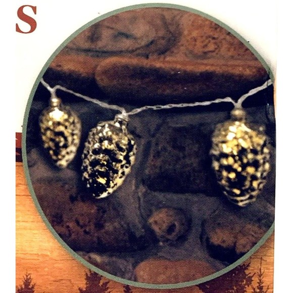 Pine Cone String Lights Christmas Mantle Camper Lodge Farmhouse 6 Battery Oper - Picture 6 of 9
